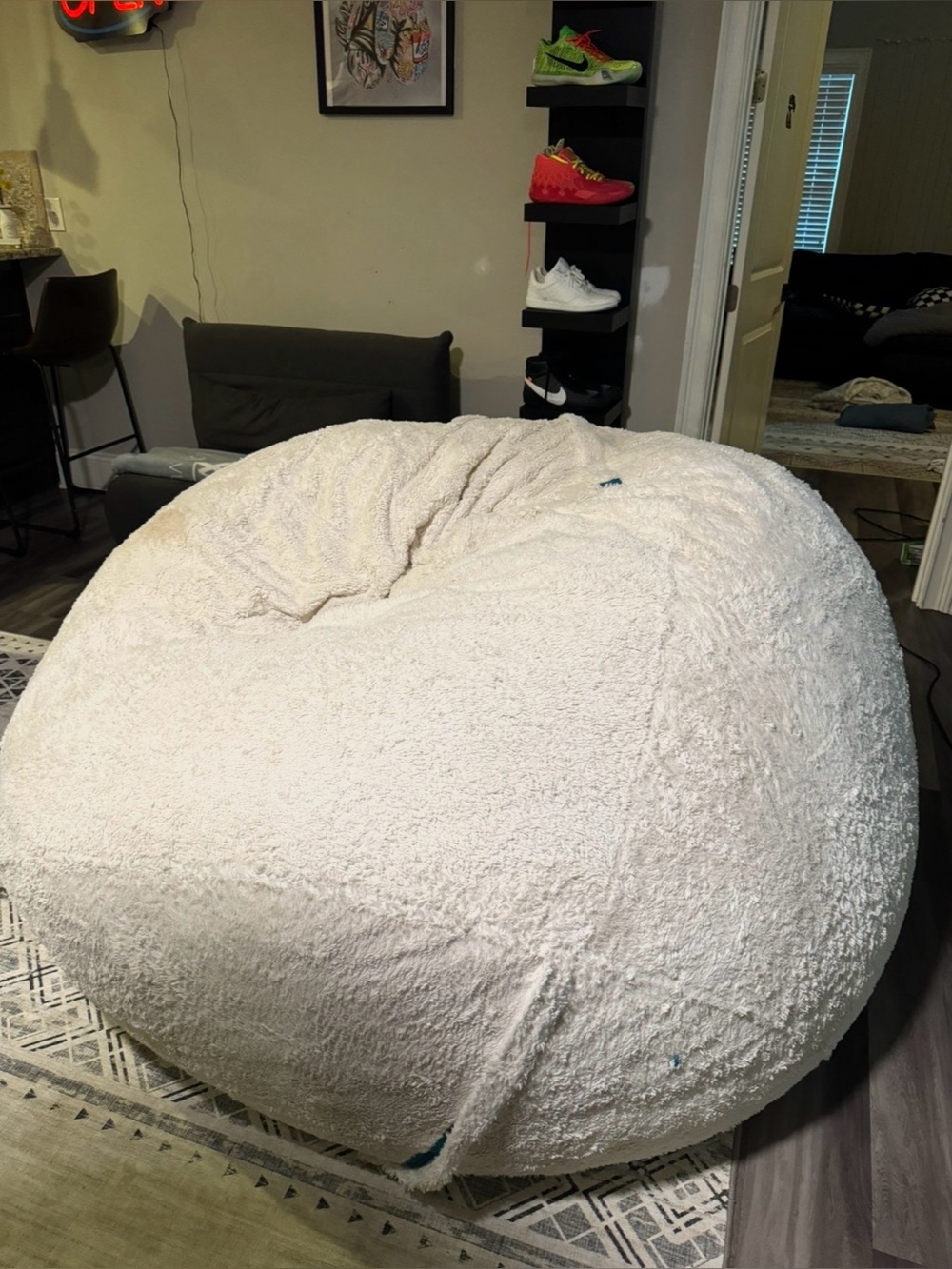 Lovesac Supersac White Alpine Swirl Bean Bag Cover